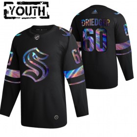 Seattle Kraken Chris Driedger 60 2021-22 Iriserend holografisch Zwart Authentic Shirt - Kinderen